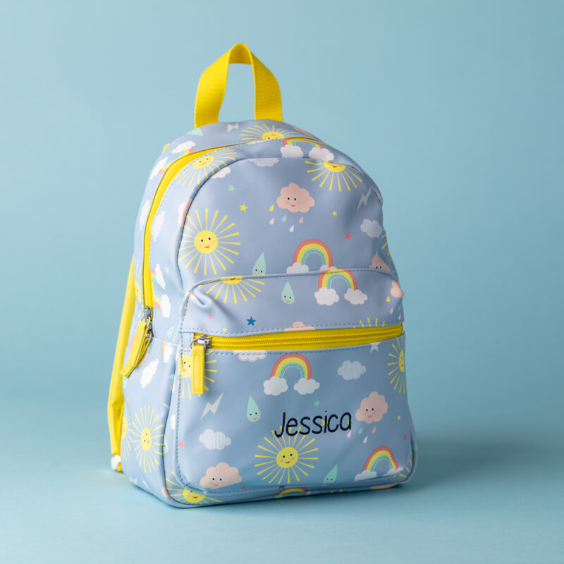 Personalised Sunshine & Clouds Print Mini Backpack