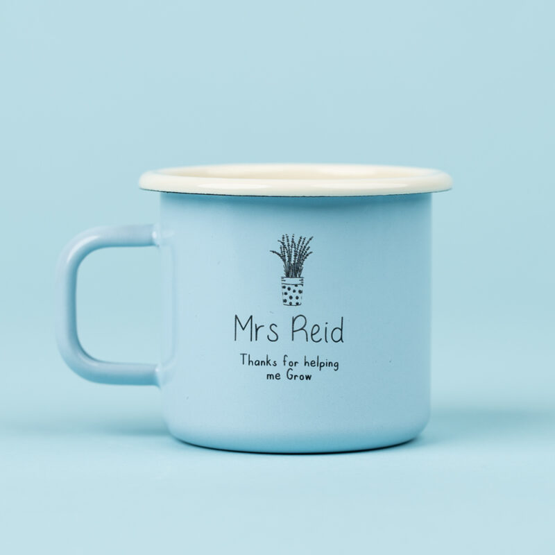 Lavender Pot Teacher Personalised Enamel Mug