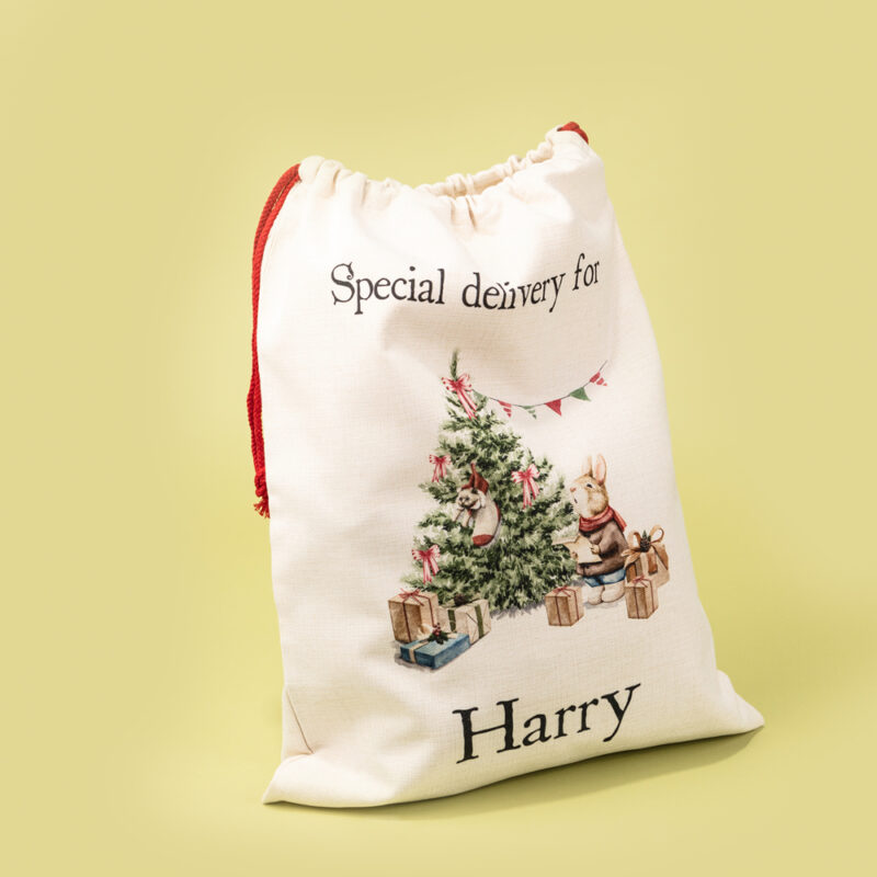 Personalised Special Delivery Rabbit Christmas Large Santa Sack