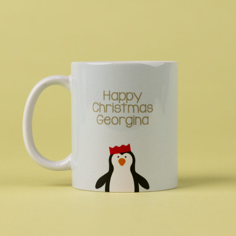 Personalised Christmas Penguin Mug