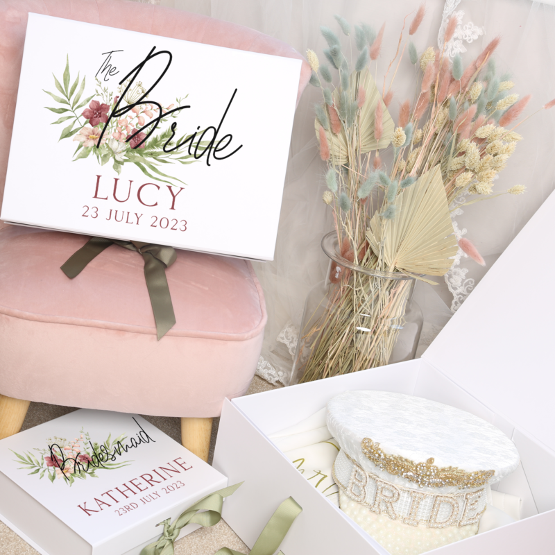 Personalised Deep Purple Floral Bridal Gift Box