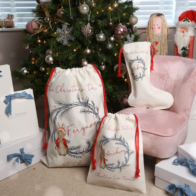 Personalised Special Delivery Festive Bunny Christmas Stocking