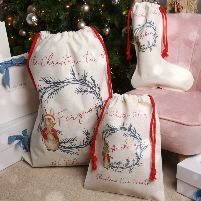 Personalised Special Delivery Festive Bunny Christmas Large Santa Sack
