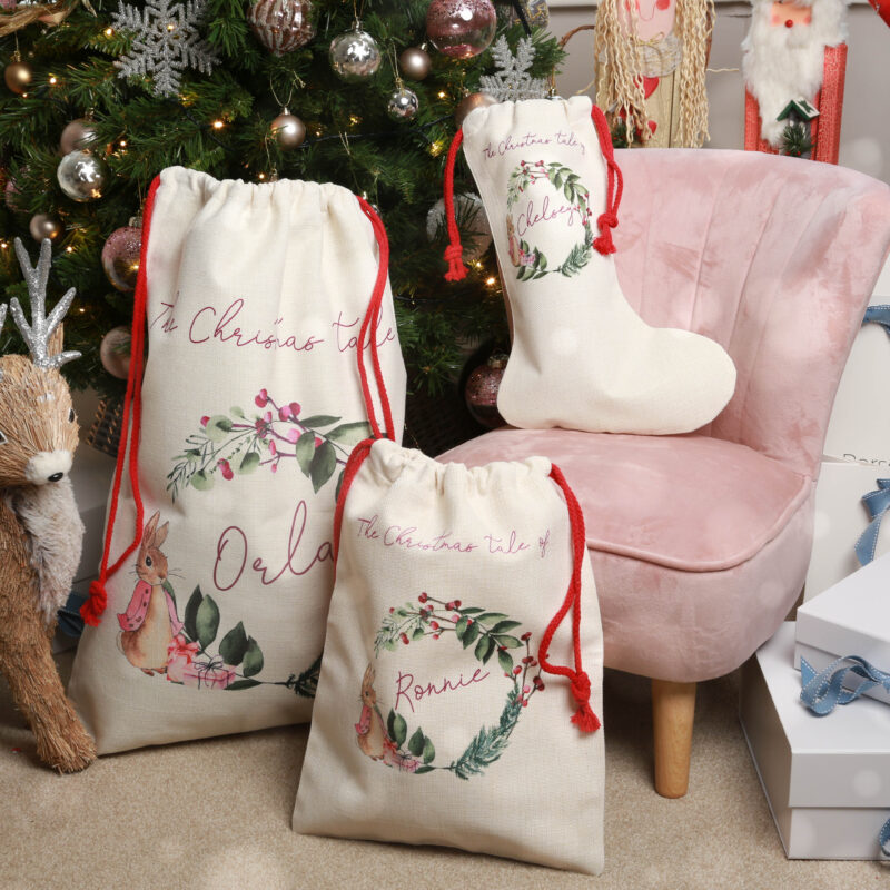 Personalised Special Delivery Flopsy Bunny Christmas Pink Stocking