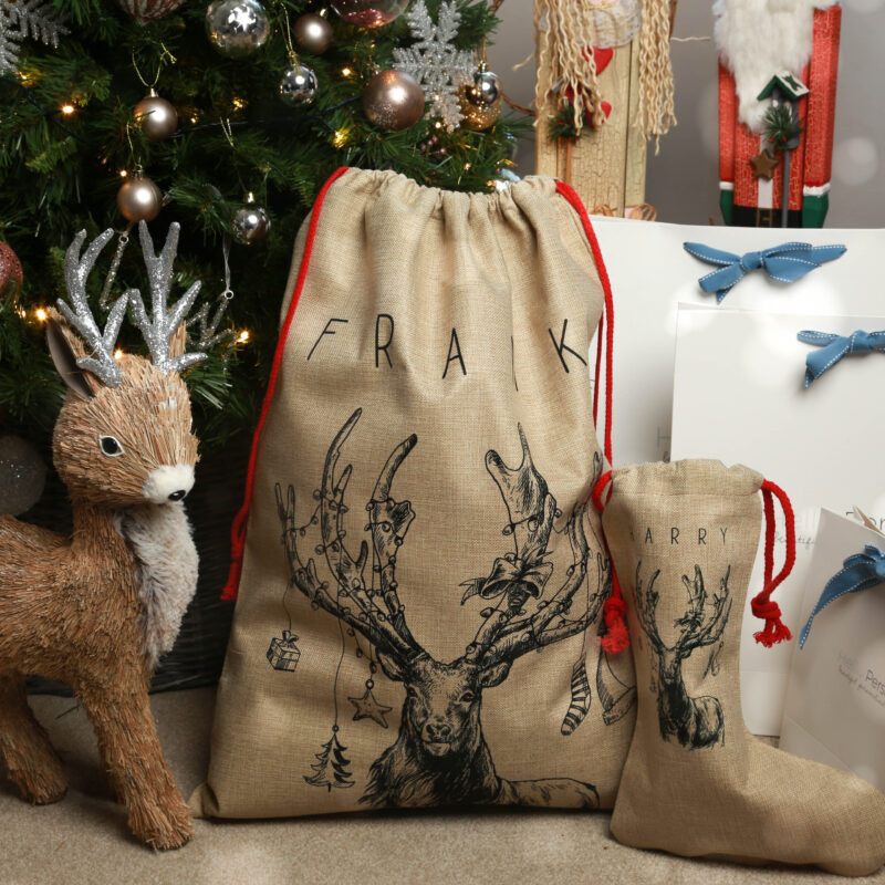 Personalised Festive Stag Christmas Stocking